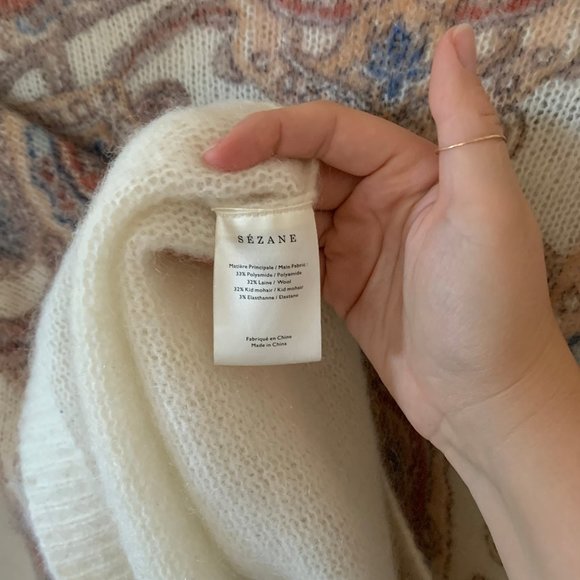 Sezane Cream, Blue and Brown baroque style sweater. - Picture 6 of 7